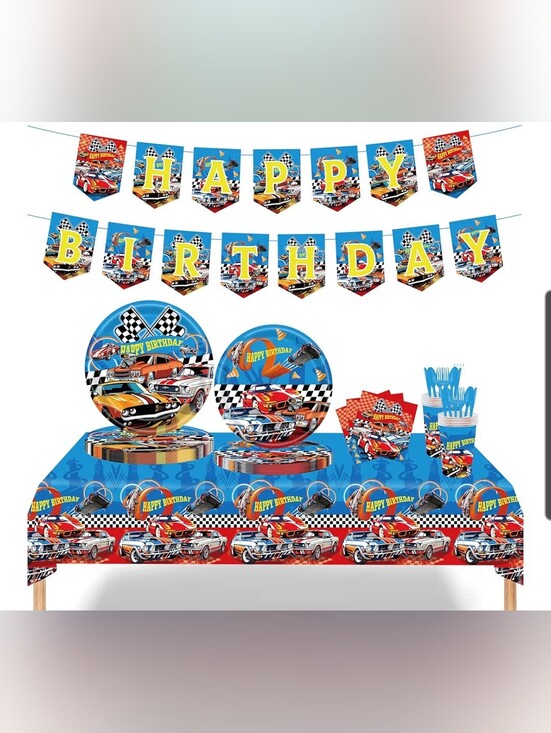 tesitehi Other - Race Car Birthday Party Tableware Set Serves 24